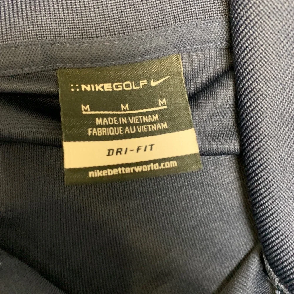 Nike Dri-Fit Polo Shirt Mens Medium Navy Blue Logo Short Sleeve Golf Performance